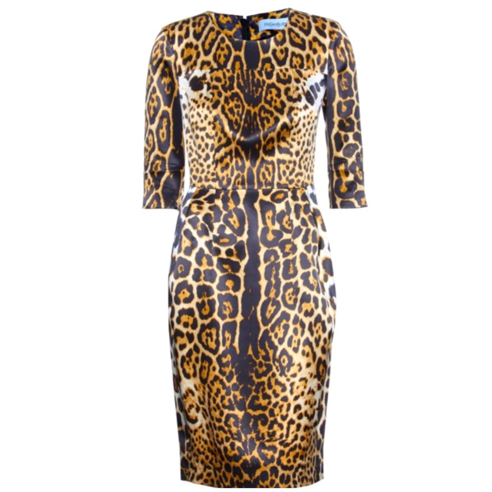Yves Saint Laurent Vintage Leopard Dress Sz 38/4 - Picture 2 of 7